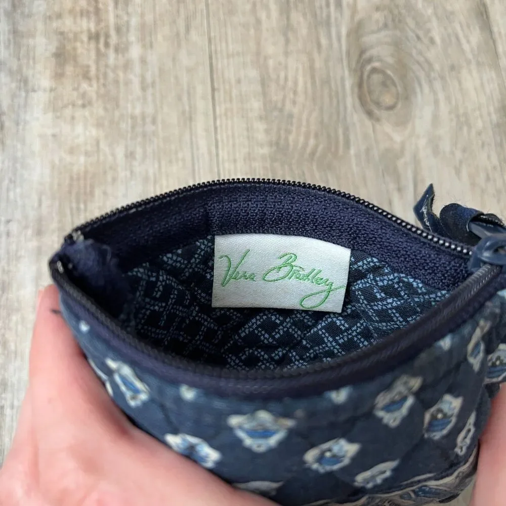 Vera Bradley Retired Pattern Blue Paisley ID Wallet Keychain Bag Charm